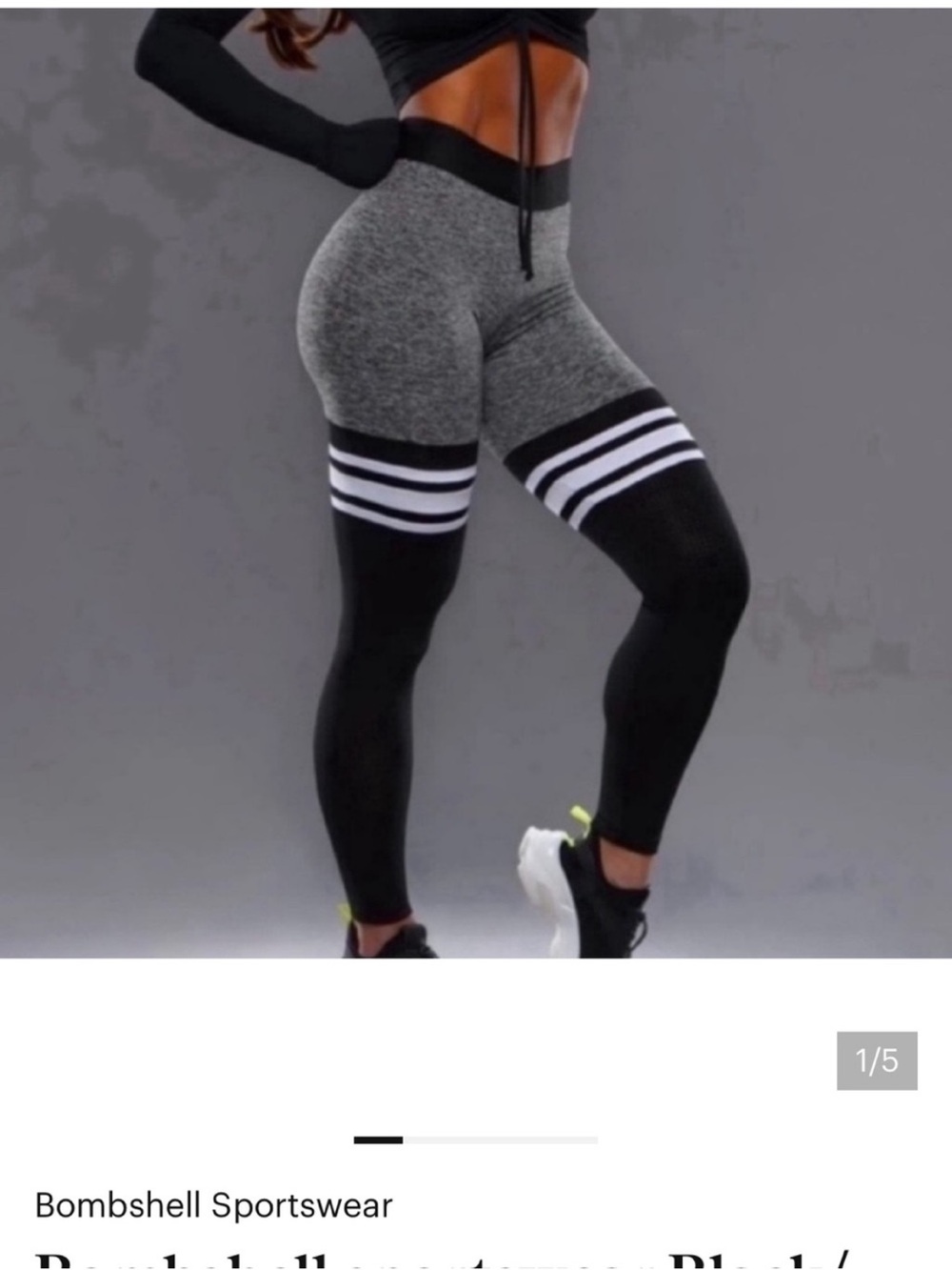 NEW! Bombshell Sportswear Original Gray/Black/White Thigh High Leggings Small